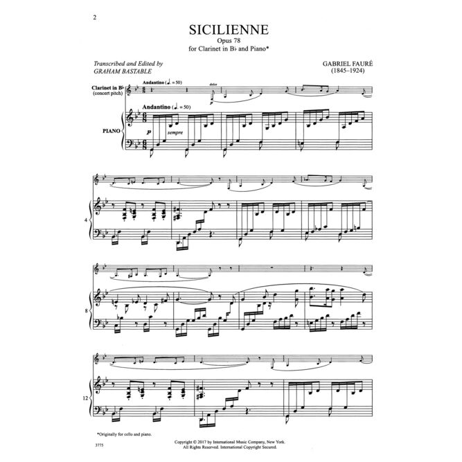 FAURE, GABRIEL.- SICILIANNE OP.78 SAMPLE